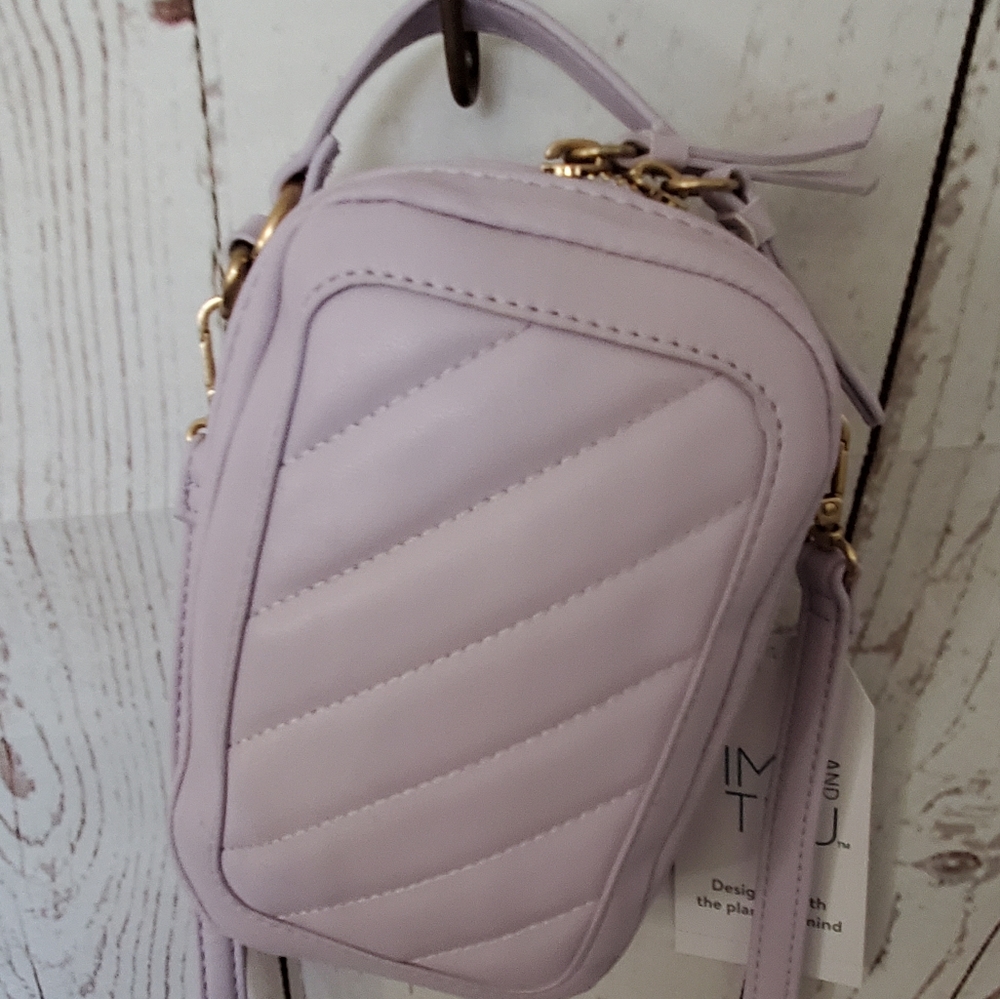 Time and Tru women's vinyl phone wallet crossbody bag purple lavender - Picture 13 of 13